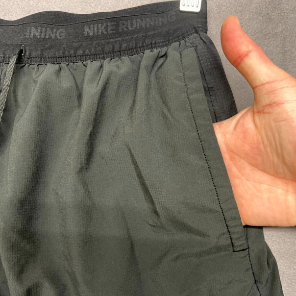 Nike Dri-Fit Running Shorts Women's Medium Olive Green Black Pockets Drawstring - Picture 3 of 10